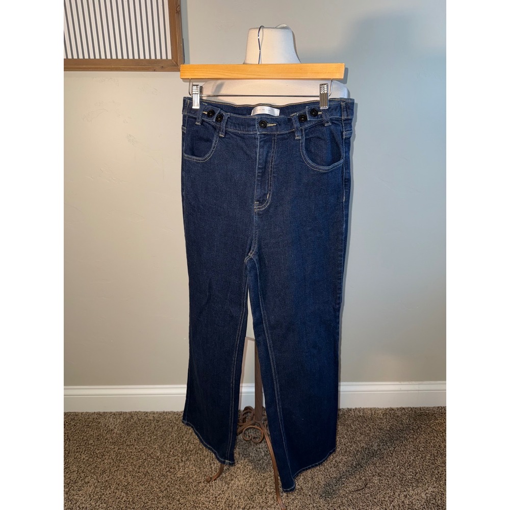 Italic Dark Wash High Rise Flare Jeans Size‎ 30 Button Fly Wide Leg